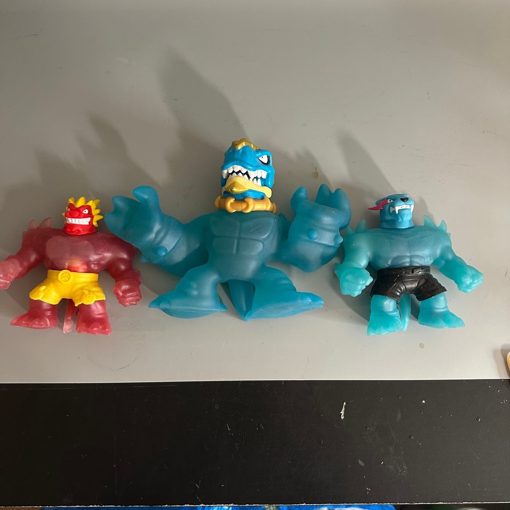 Heroes of Goo Jit Zu Action Figure Lot Tyro Blazagon Rock Jaw Stretchy Toys